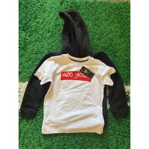 Zoo York Boys 2 Piece Set Hoodie and Graphic T-Shirt Black White Size 7 NWT